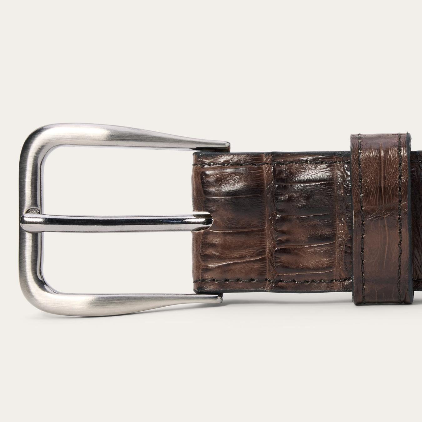 Men Belts Stetson Caiman Western Tab Belt - 1 1/4" Width Cigar Classic