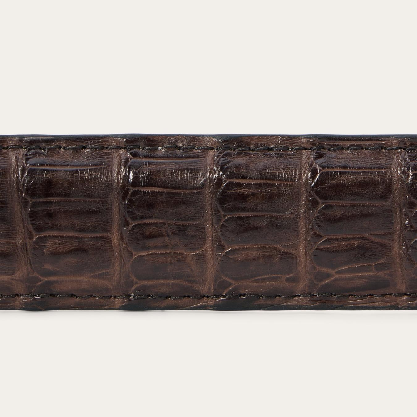 Men Belts Stetson Caiman Western Tab Belt - 1 1/4" Width Cigar Classic