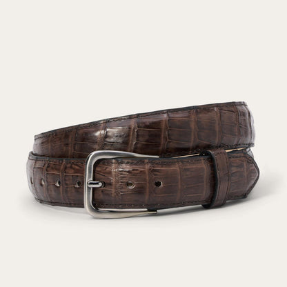 Men Belts Stetson Caiman Western Tab Belt - 1 1/4" Width Cigar Classic