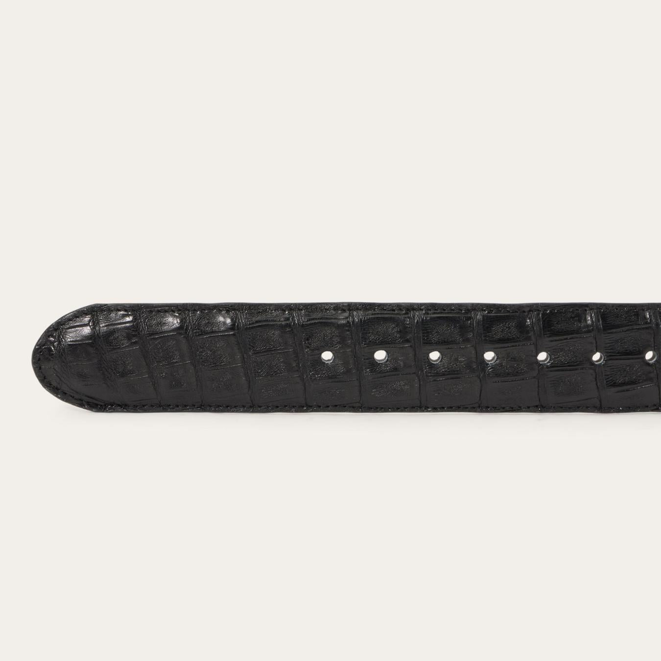 Men Belts Stetson Caiman Western Tab Belt Black Classic