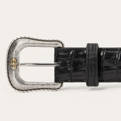 Men Belts Stetson Caiman Western Tab Belt Black Classic