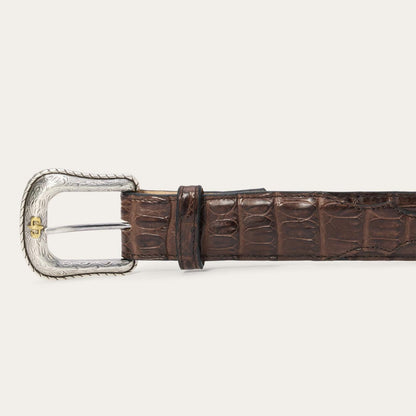 Men Belts Stetson Caiman Western Tab Belt Cigar Classic