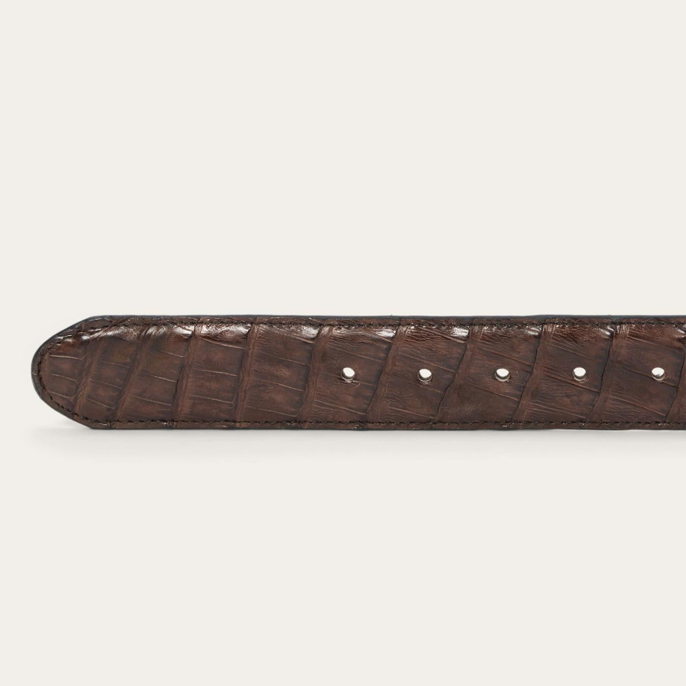 Men Belts Stetson Caiman Western Tab Belt Cigar Classic