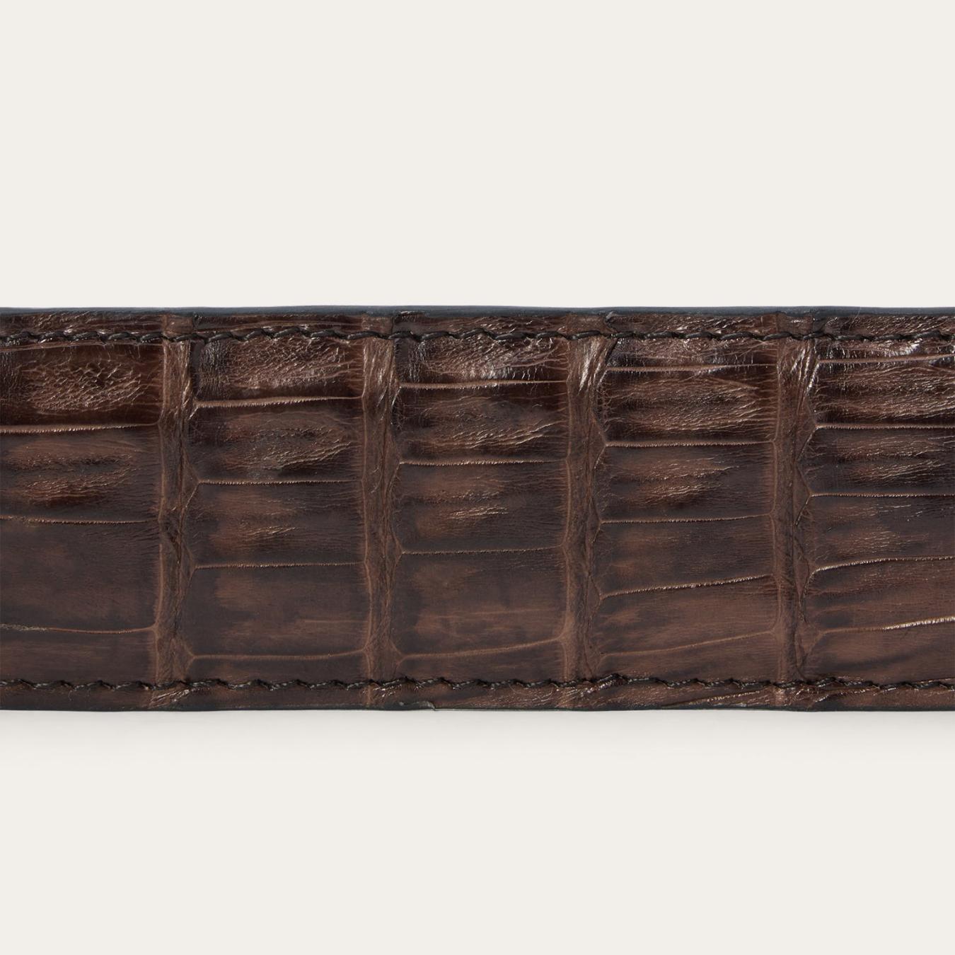 Men Belts Stetson Caiman Western Tab Belt Cigar Classic