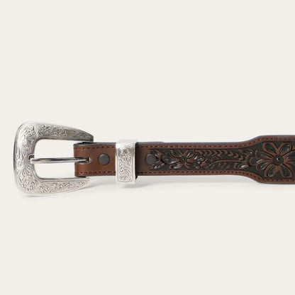 Men Belts Stetson Croco Print Tooled Tapered Belt Brown/cognac