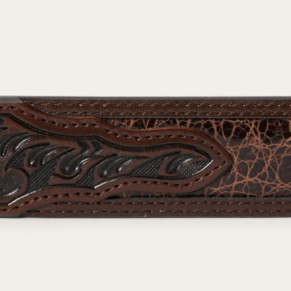 Men Belts Stetson Croco Print Tooled Tapered Belt Brown/cognac
