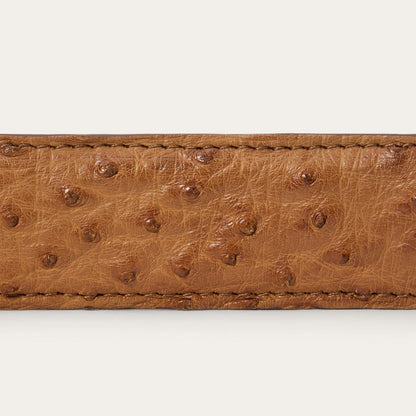 Men Belts Stetson Ostrich Western Tab Belt - 1 1/4" Width Antique Cognac