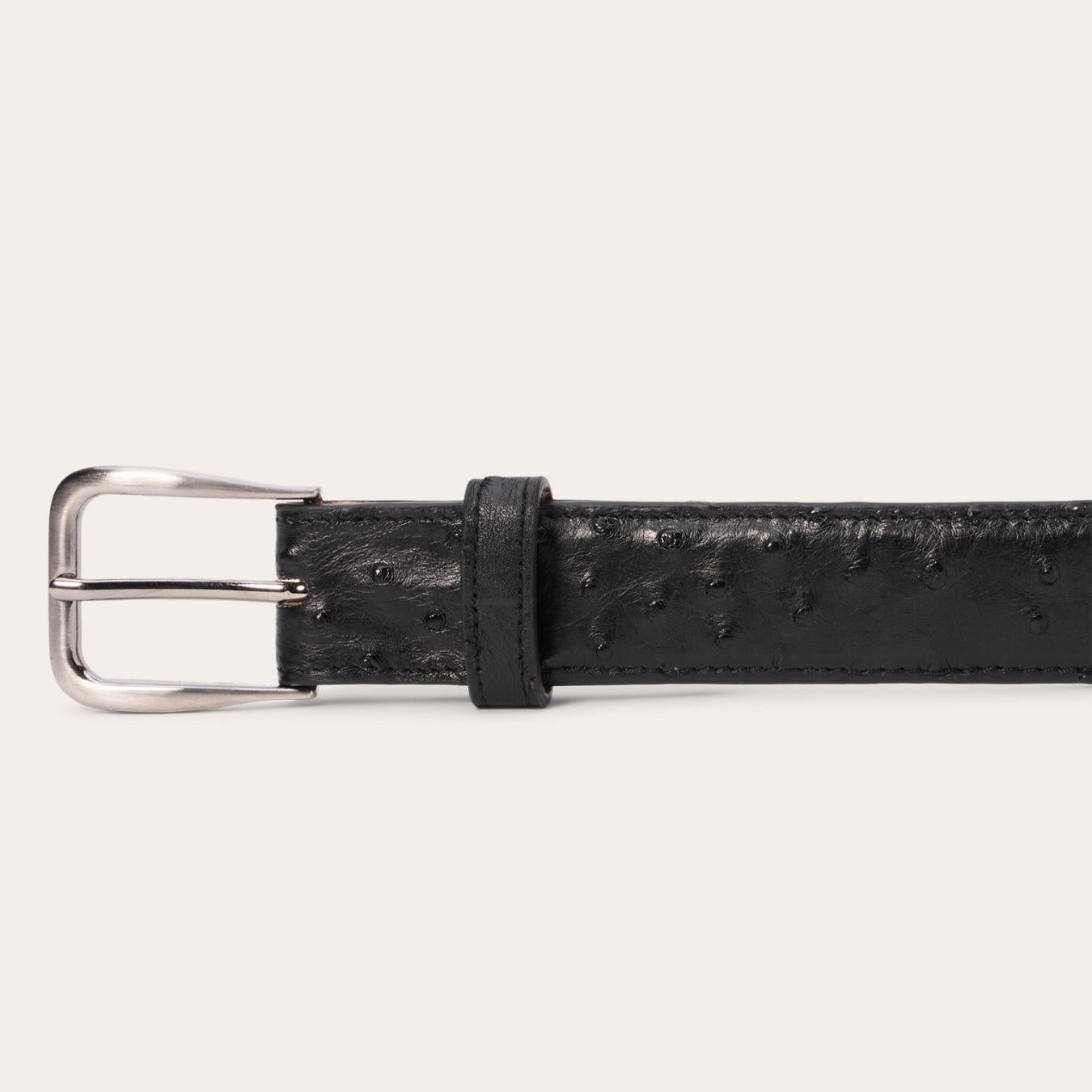 Men Belts Stetson Ostrich Western Tab Belt - 1 1/4" Width Black Cowboy Classic