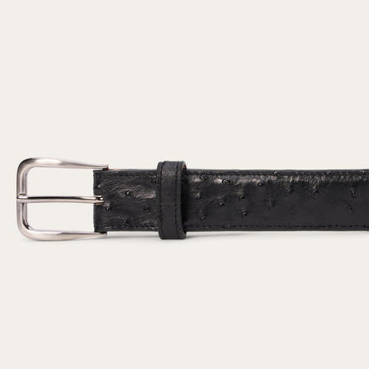 Men Belts Stetson Ostrich Western Tab Belt - 1 1/4" Width Black Cowboy Classic
