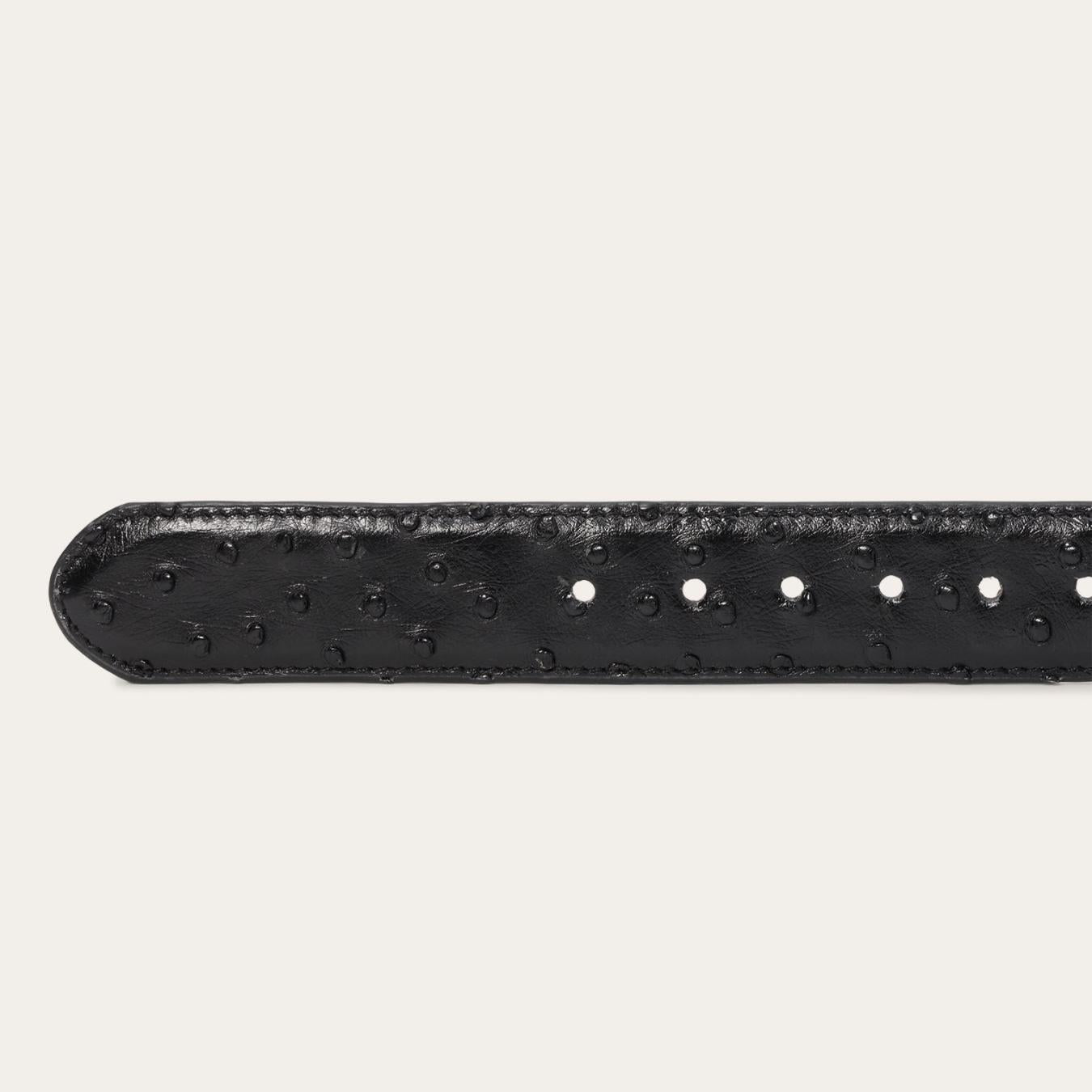 Men Belts Stetson Ostrich Western Tab Belt - 1 1/4" Width Black Cowboy Classic