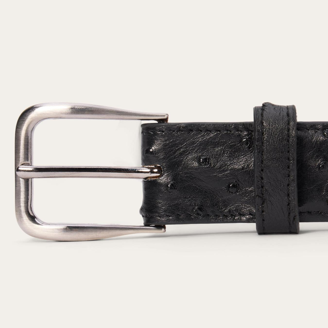Men Belts Stetson Ostrich Western Tab Belt - 1 1/4" Width Black Cowboy Classic