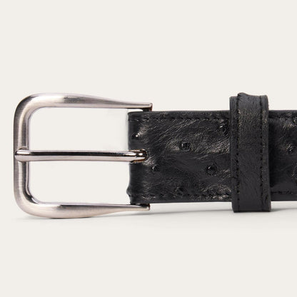 Men Belts Stetson Ostrich Western Tab Belt - 1 1/4" Width Black Cowboy Classic