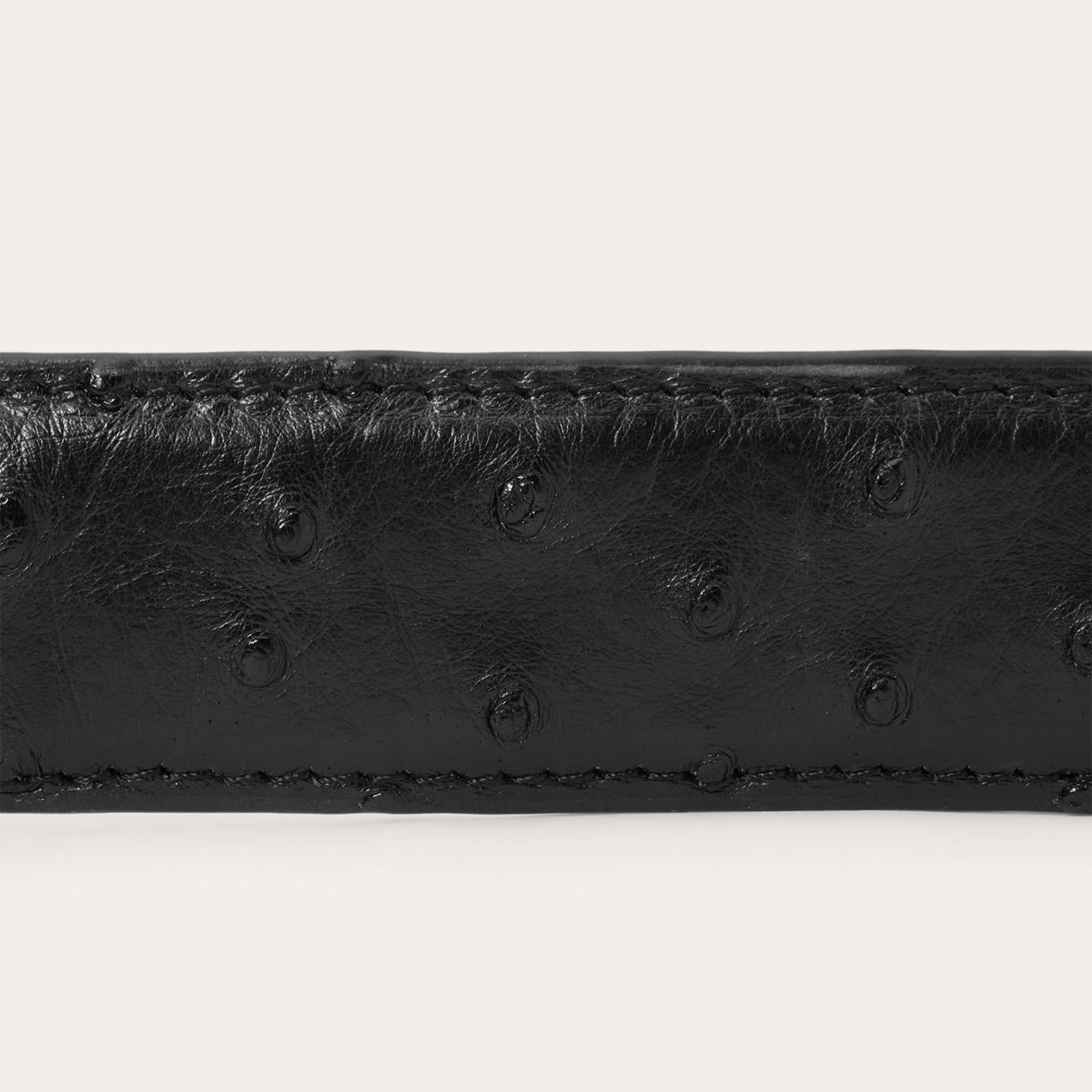 Men Belts Stetson Ostrich Western Tab Belt - 1 1/4" Width Black Cowboy Classic