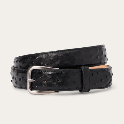 Men Belts Stetson Ostrich Western Tab Belt - 1 1/4" Width Black Cowboy Classic