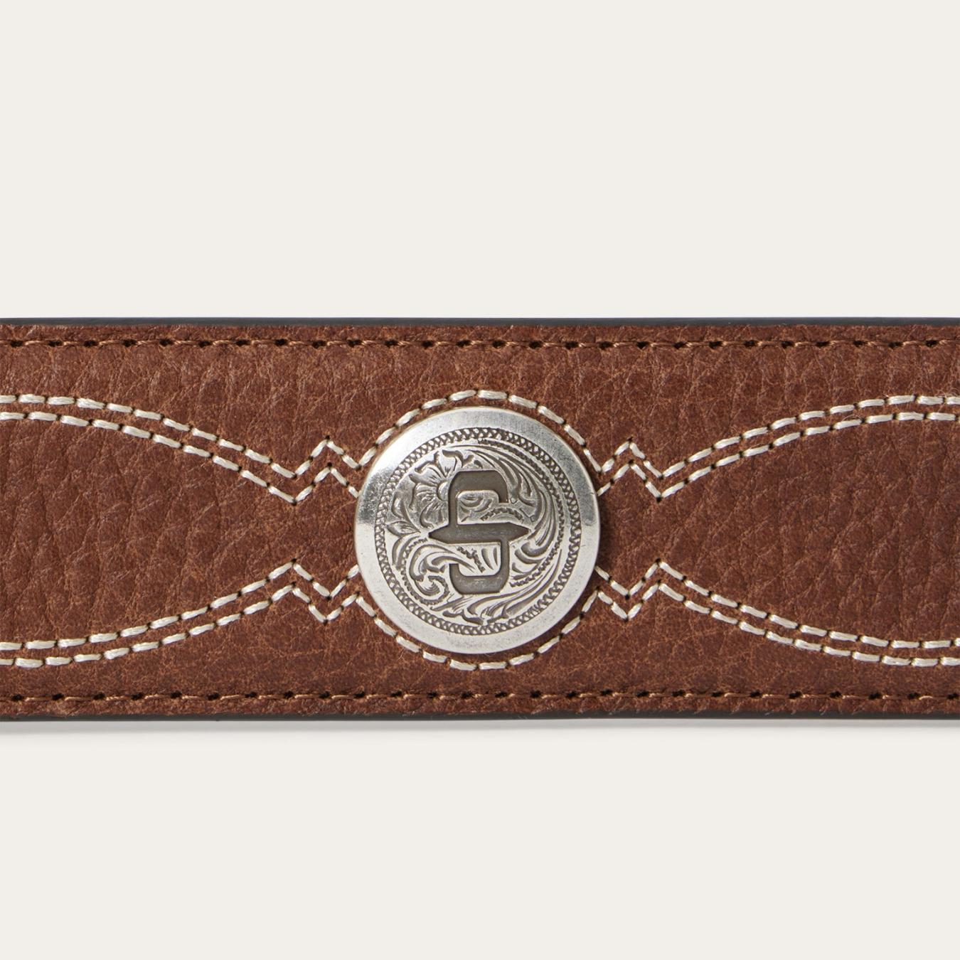 Men Belts Stetson Pebble Leather Basket Weave Tabs Belt Natural/brown