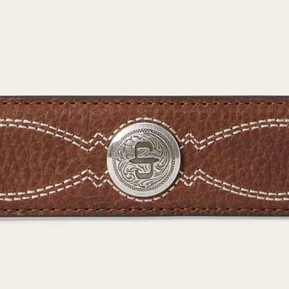 Men Belts Stetson Pebble Leather Basket Weave Tabs Belt Natural/brown