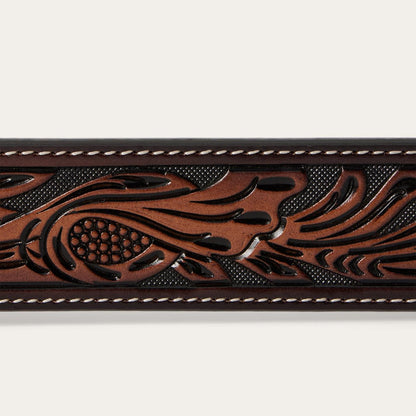 Men Belts Stetson Tooled Belt Dark Brown