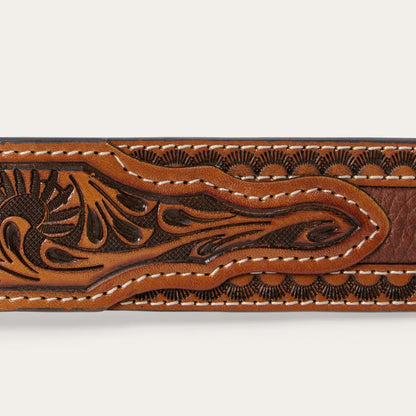 Men Belts Stetson Tooled Tab Belt Cognac