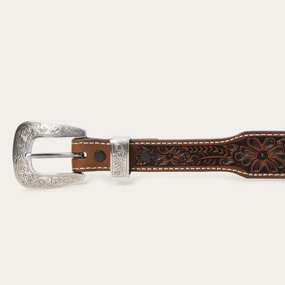 Men Belts Stetson Tooled Tapered Belt Brown/sand