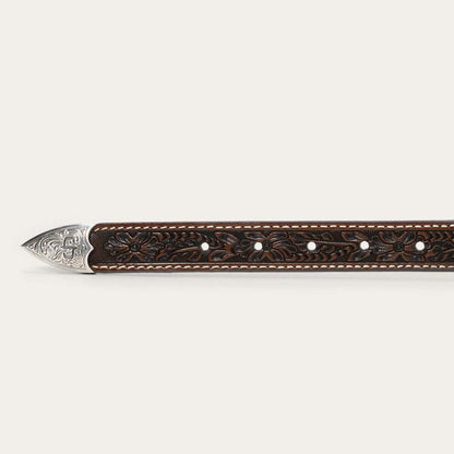 Men Belts Stetson Tooled Tapered Belt Brown/sand