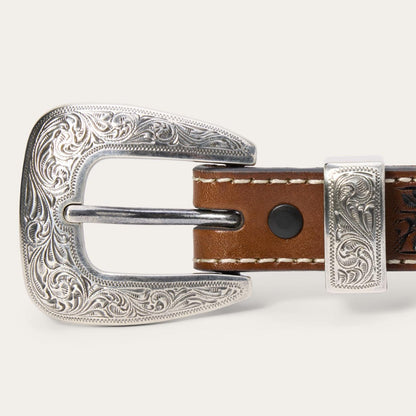 Men Belts Stetson Tooled Tapered Belt Brown/sand