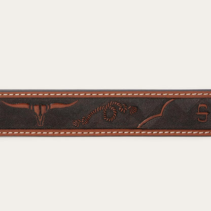 Men Belts Stetson Western Icons Tooled Belt Cognac