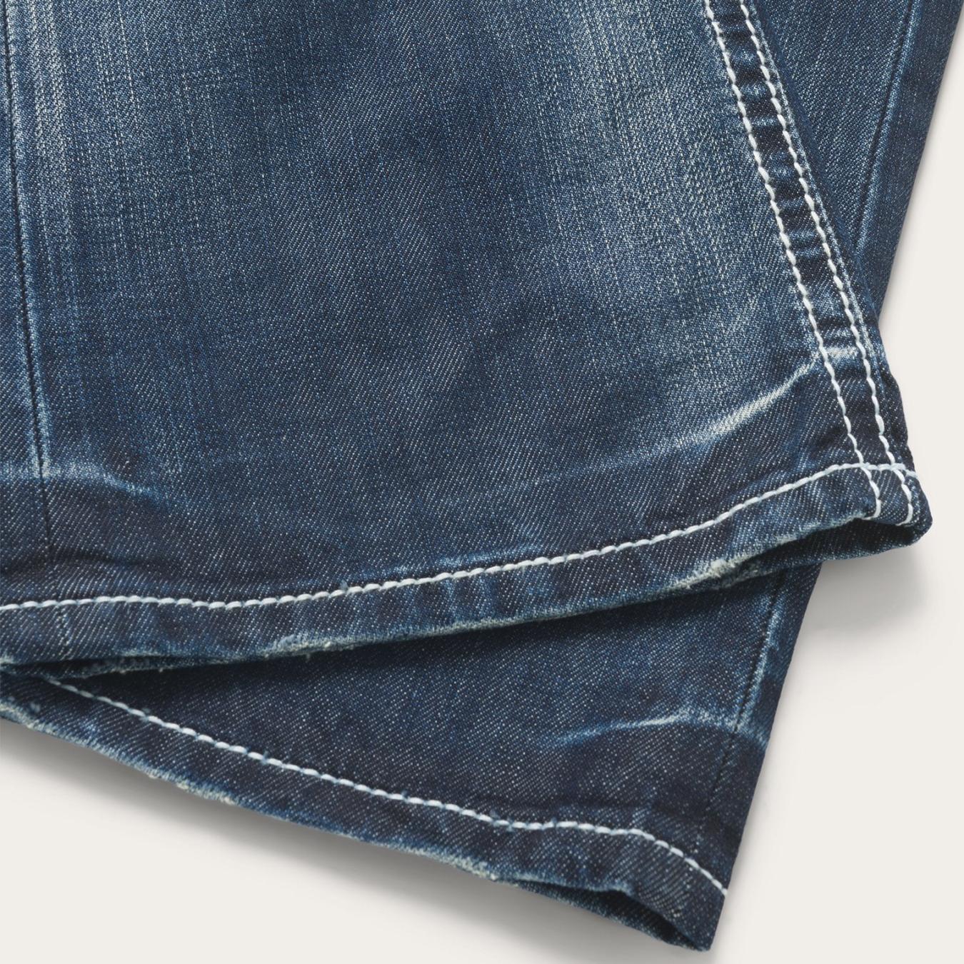 Men Boot Cut Stetson 1014 Fit Destructed Medium Wash Jeans Blue