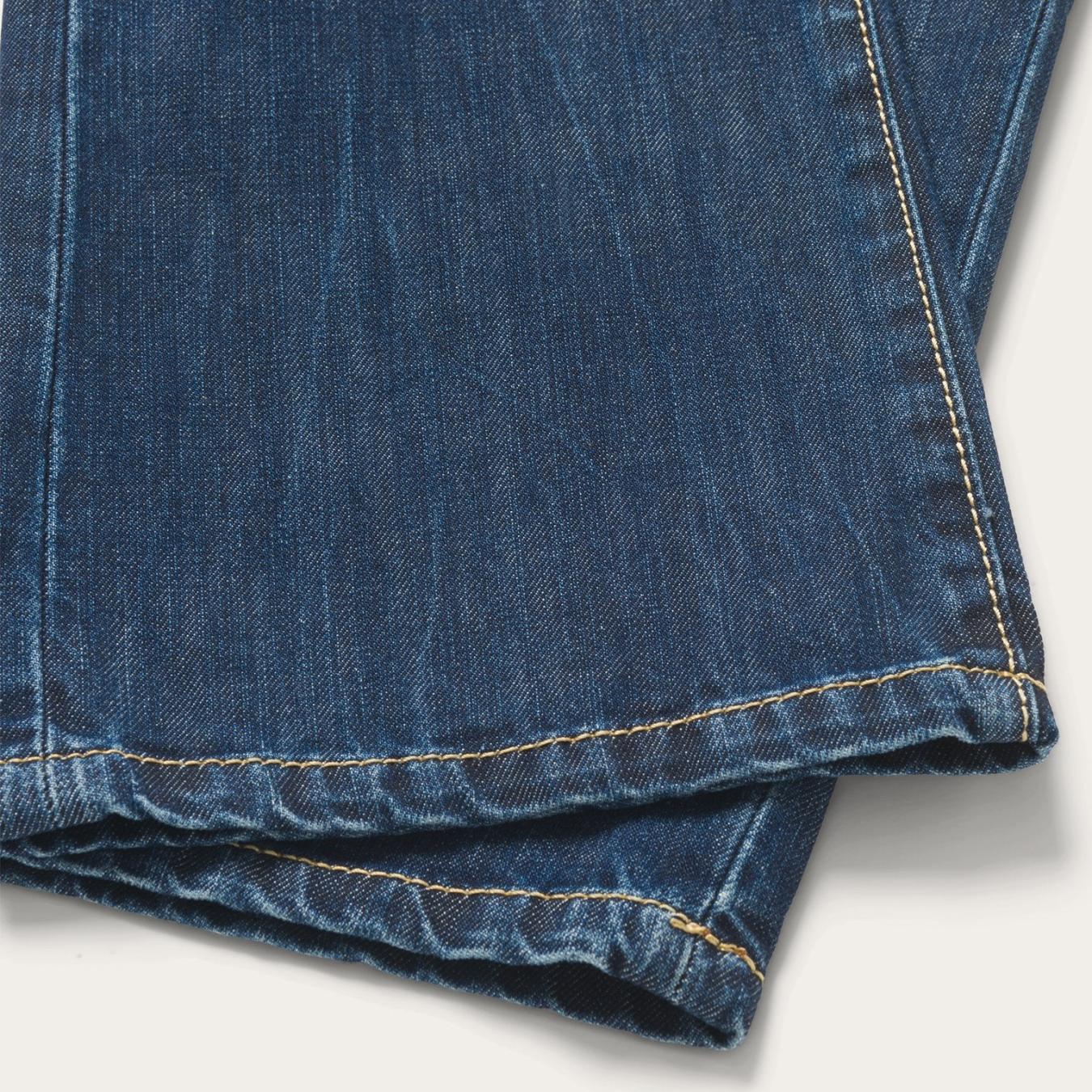 Men Boot Cut Stetson 1014 Fit Semi-Destructed Wash Jeans Blue