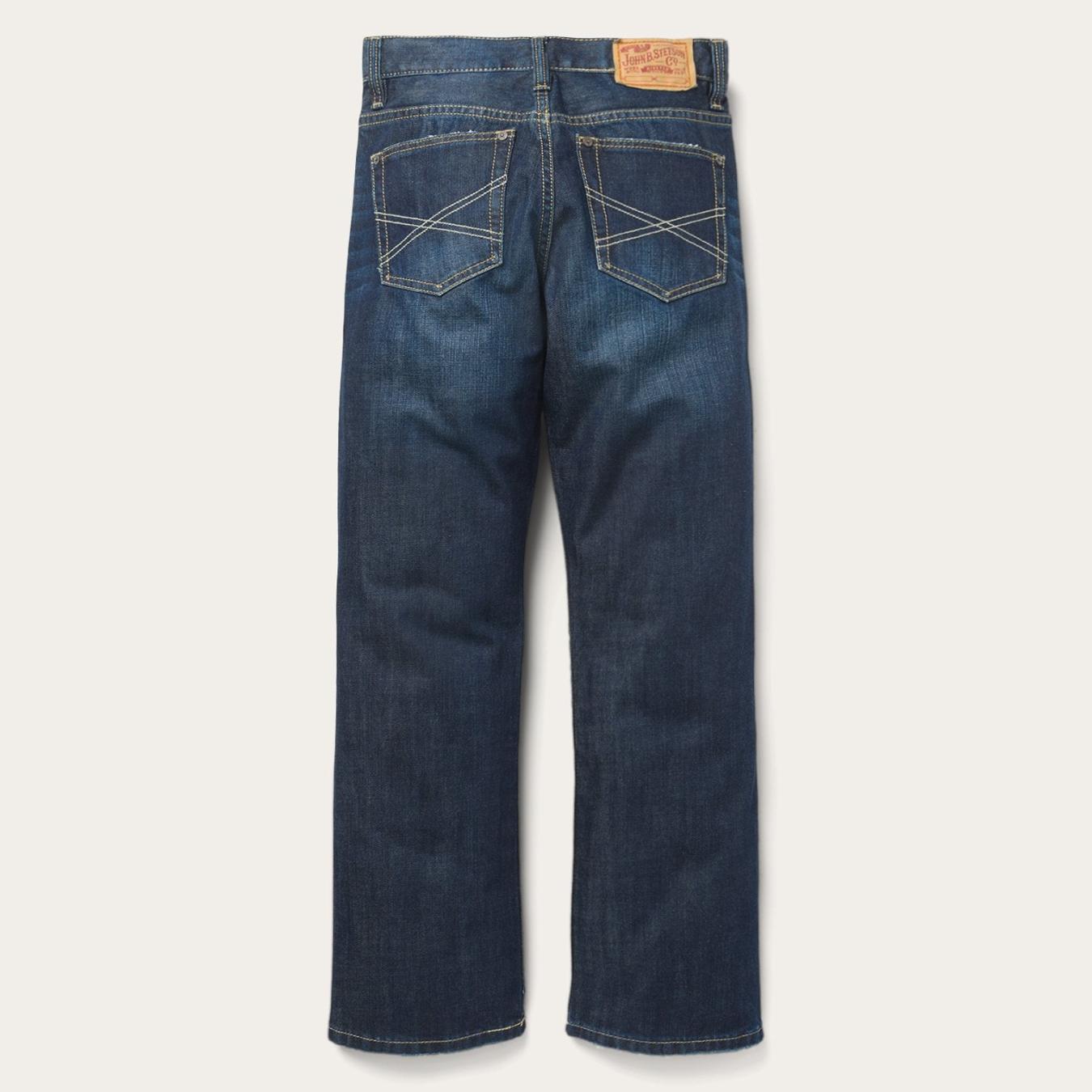 Men Boot Cut Stetson 1312 Fit Destructed Jeans Blue