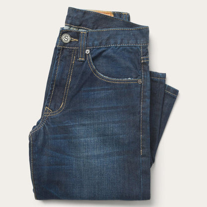 Men Boot Cut Stetson 1312 Fit Destructed Jeans Blue