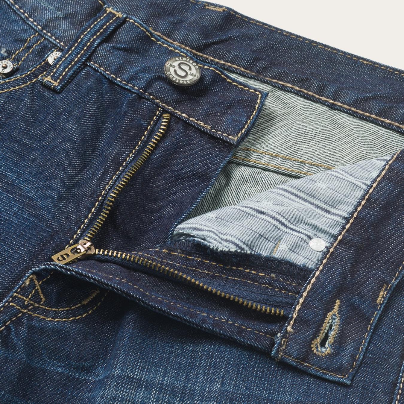Men Boot Cut Stetson 1312 Fit Destructed Jeans Blue