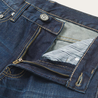 Men Boot Cut Stetson 1312 Fit Destructed Jeans Blue