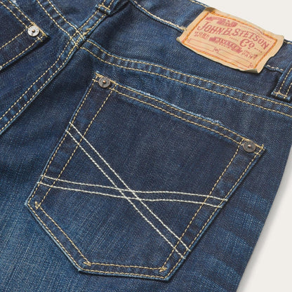 Men Boot Cut Stetson 1312 Fit Destructed Jeans Blue