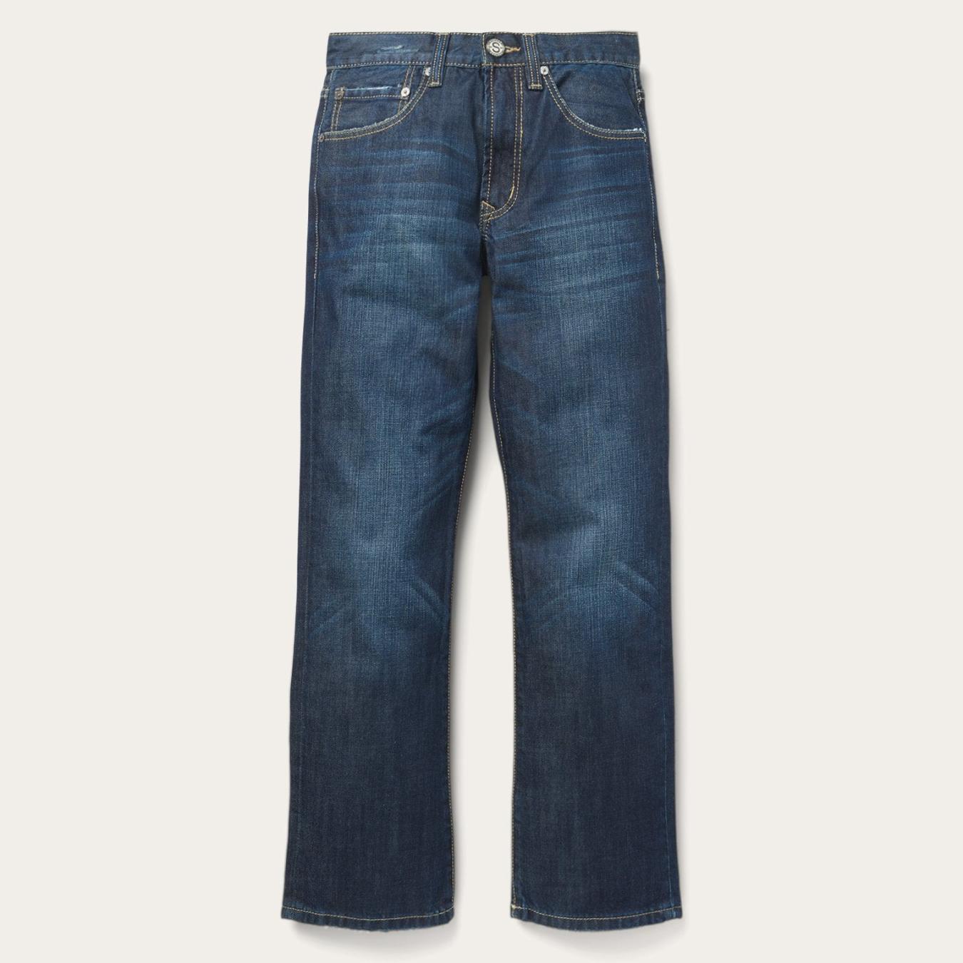 Men Boot Cut Stetson 1312 Fit Destructed Jeans Blue
