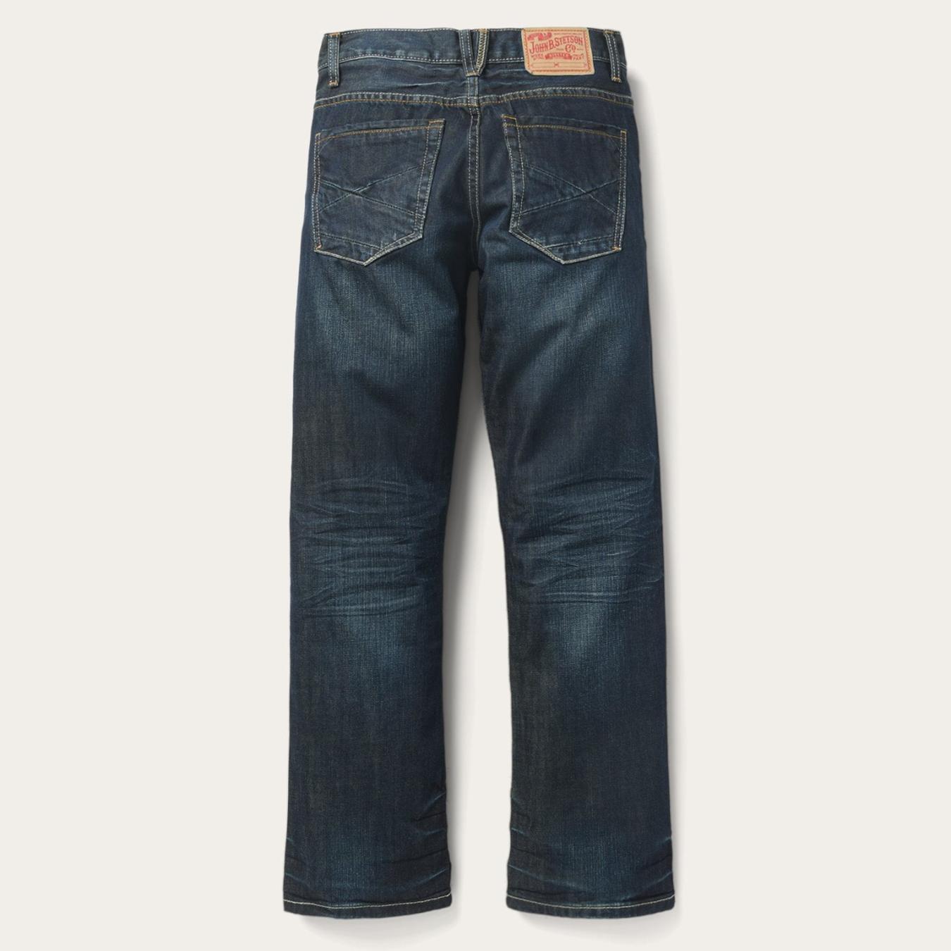 Men Boot Cut Stetson 1312 Fit Jeans With A Pieced Back Pocket Blue