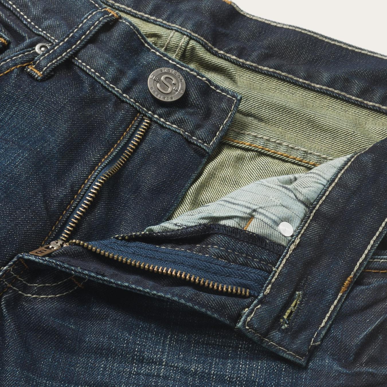 Men Boot Cut Stetson 1312 Fit Jeans With A Pieced Back Pocket Blue