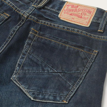 Men Boot Cut Stetson 1312 Fit Jeans With A Pieced Back Pocket Blue