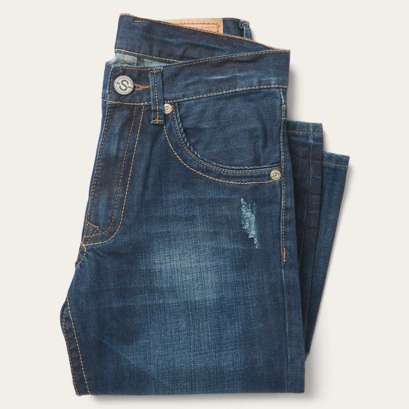 Men Boot Cut Stetson 1312 Fit Jeans With Back Pocket Detail Blue