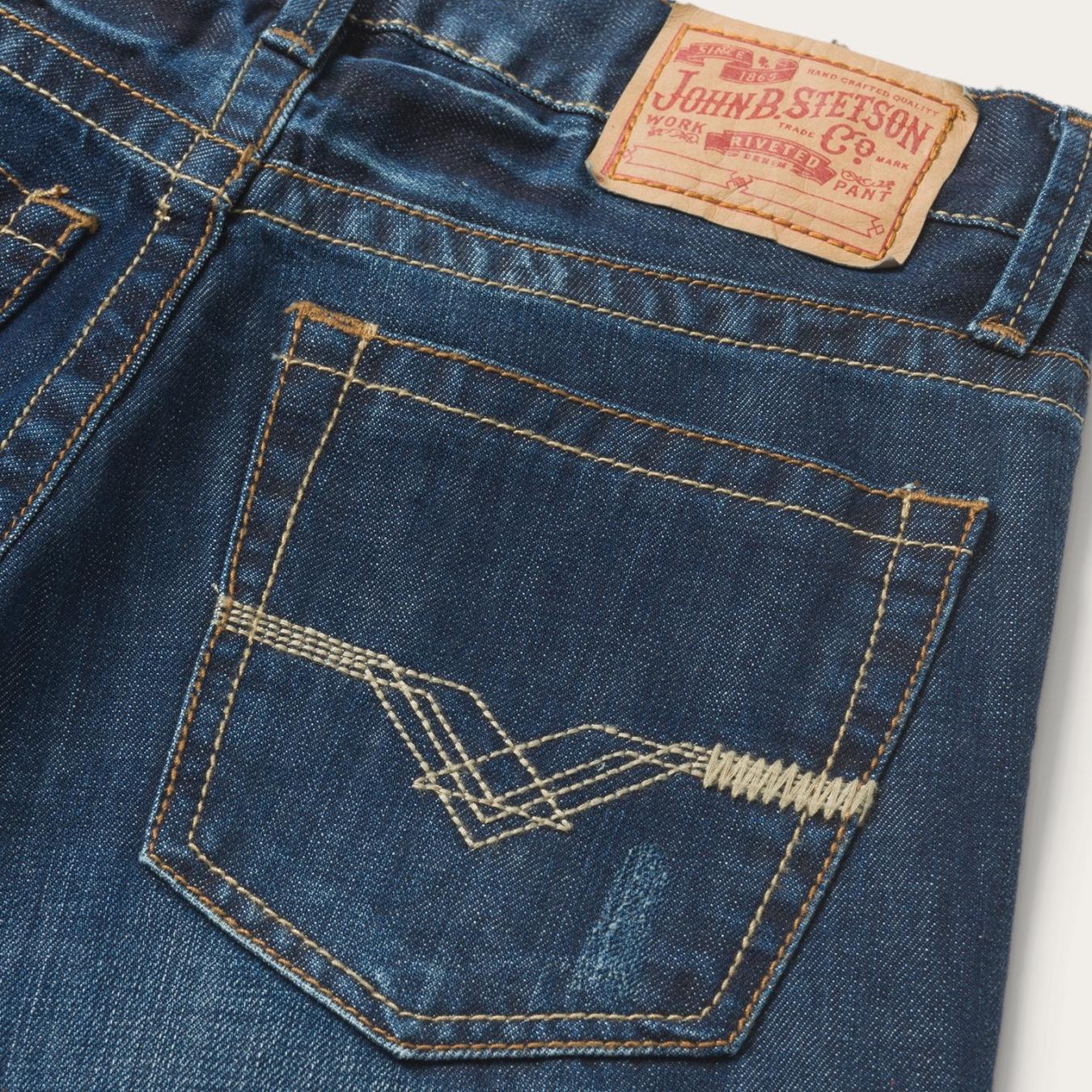 Men Boot Cut Stetson 1312 Fit Jeans With Back Pocket Detail Blue