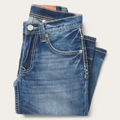 Men Boot Cut Stetson 1312 Fit Light Wash Jeans Blue