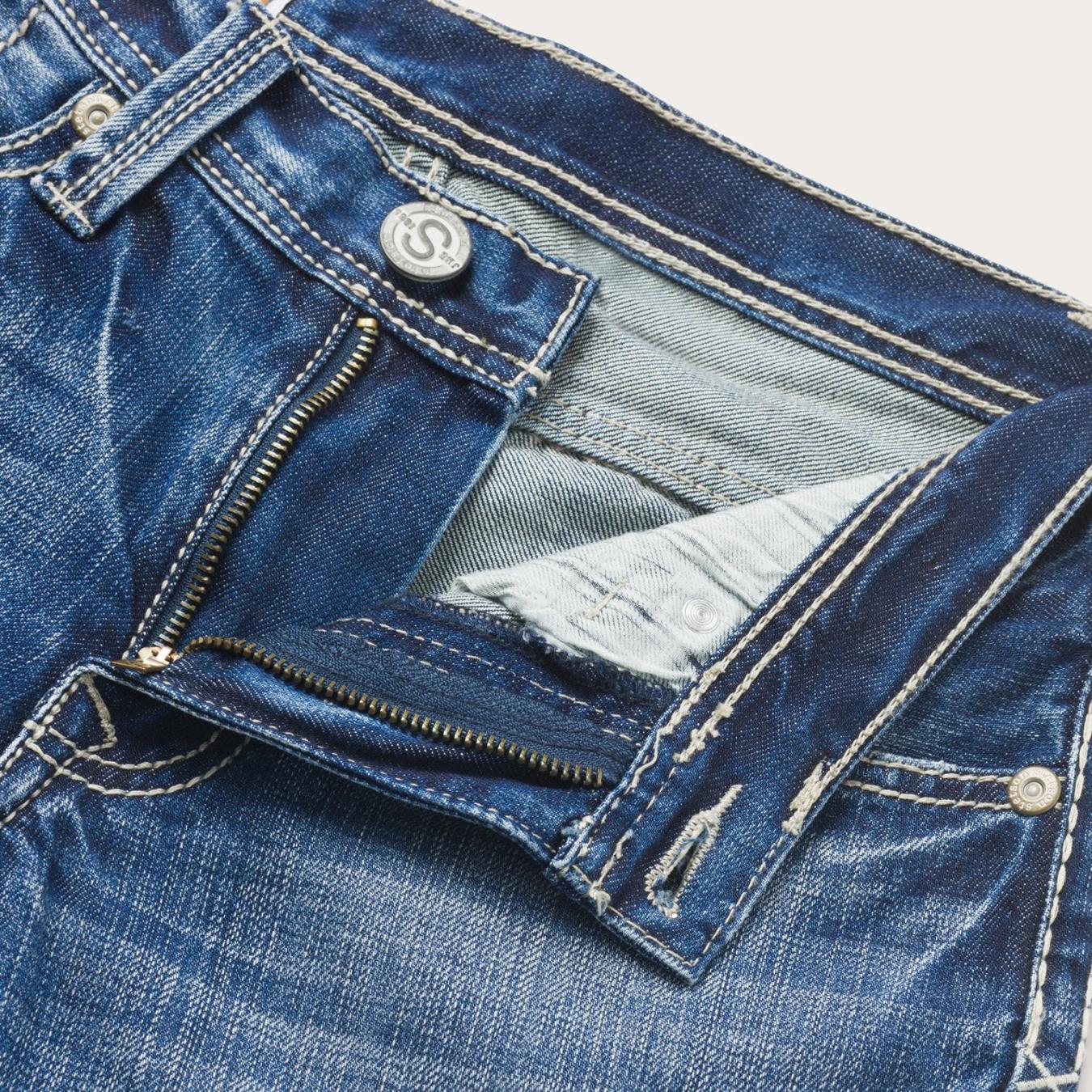 Men Boot Cut Stetson 1312 Fit Light Wash Jeans Blue