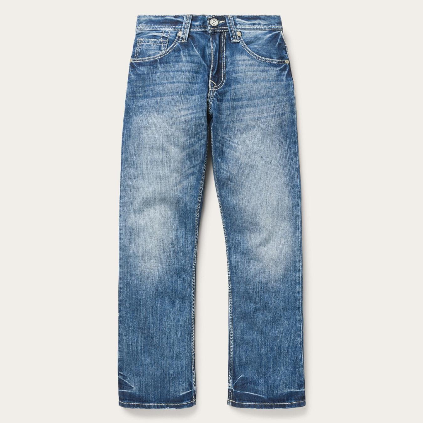 Men Boot Cut Stetson 1312 Fit Light Wash Jeans Blue