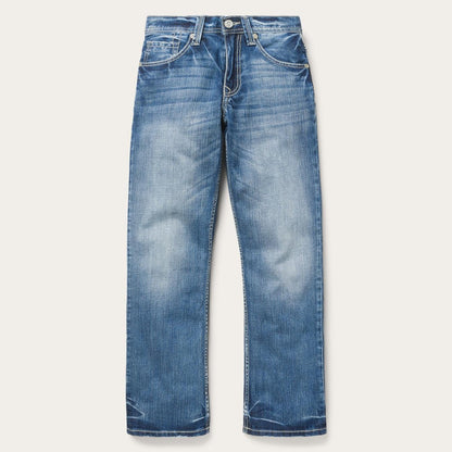 Men Boot Cut Stetson 1312 Fit Light Wash Jeans Blue