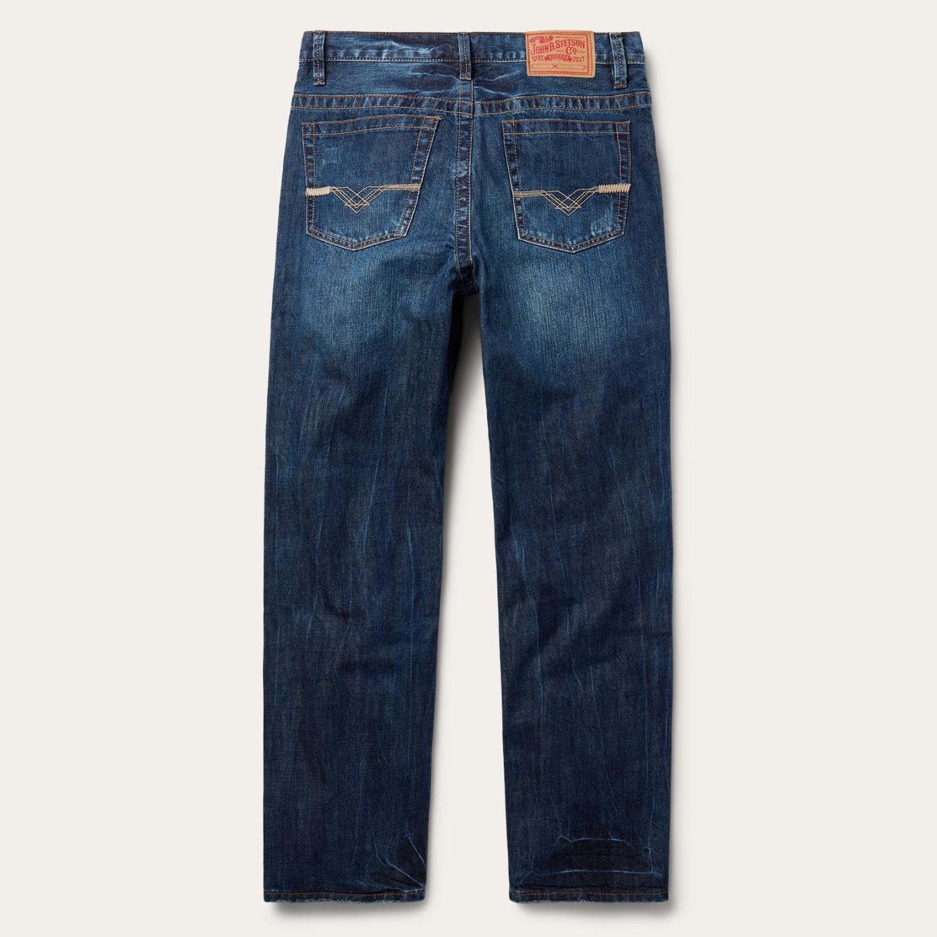 Men Boot Cut Stetson 1520 Standard Straight Leg Jean Blue