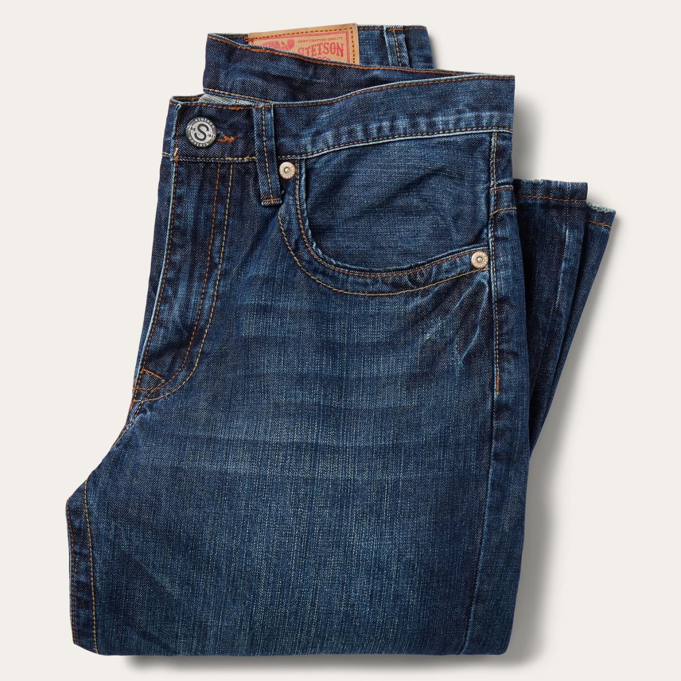 Men Boot Cut Stetson 1520 Standard Straight Leg Jean Blue