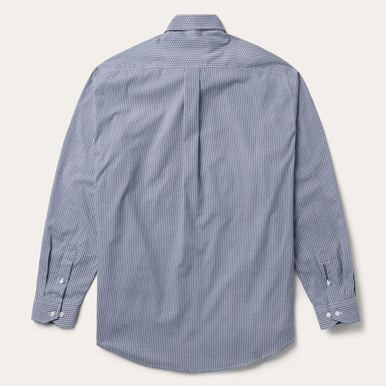 Men Classic Cut Stetson Blue Deco Geo Print Button Front Shirt Blue