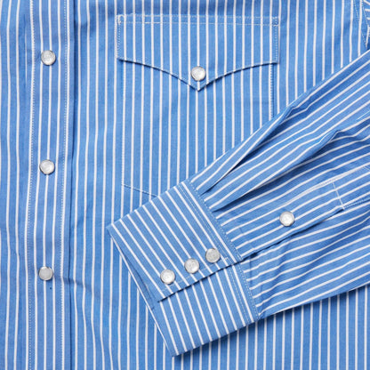 Men Classic Cut Stetson Blue Western Stripe Shirt Blue