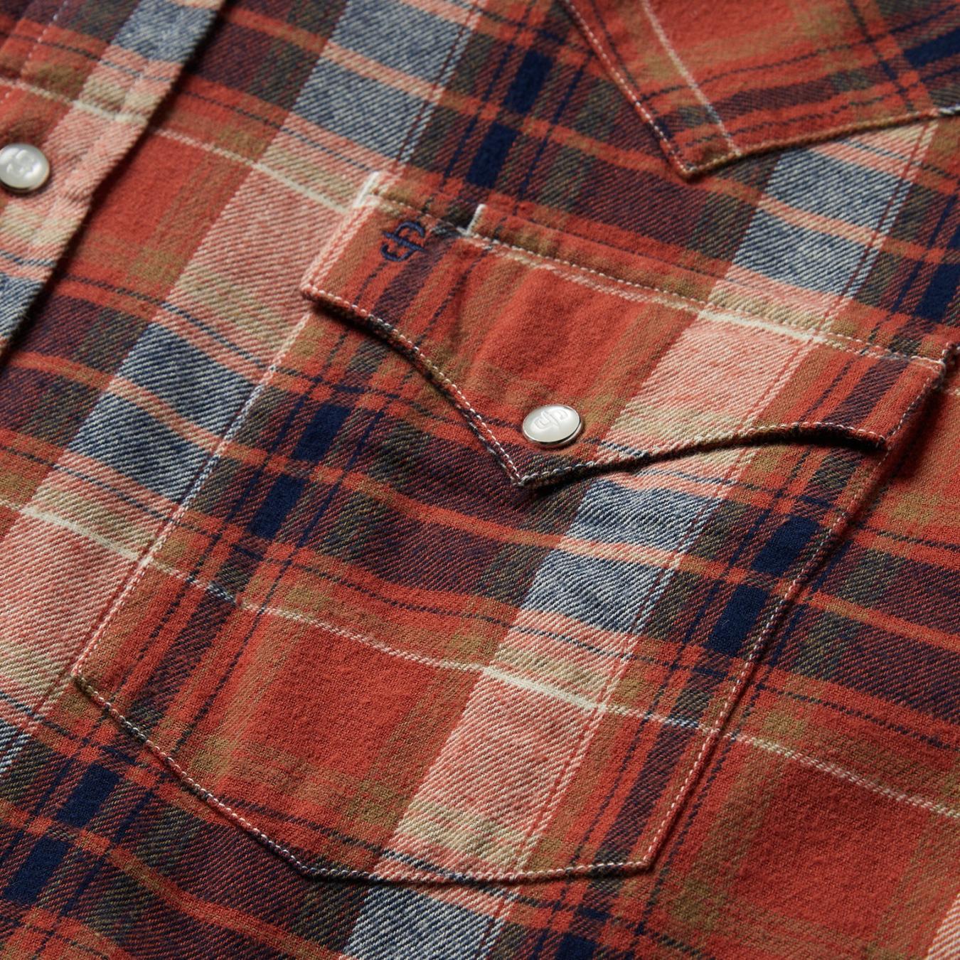 Men Classic Cut Stetson Brushed Twill Plaid Shirt Orange