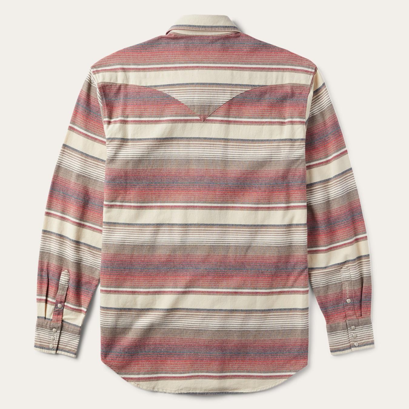 Men Classic Cut Stetson Brushed Twill Striped Shirt Red