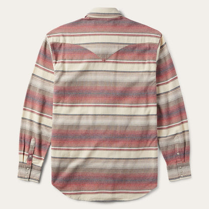 Men Classic Cut Stetson Brushed Twill Striped Shirt Red